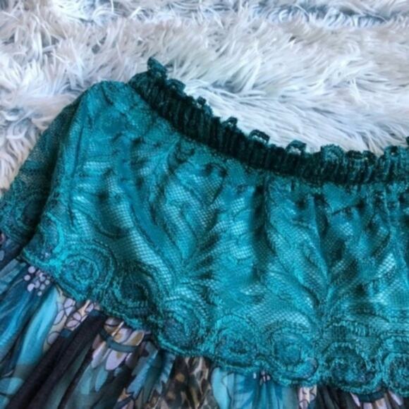 Vintage Blue Boho Festival Queen Long Skirt XS - Picture 6 of 7